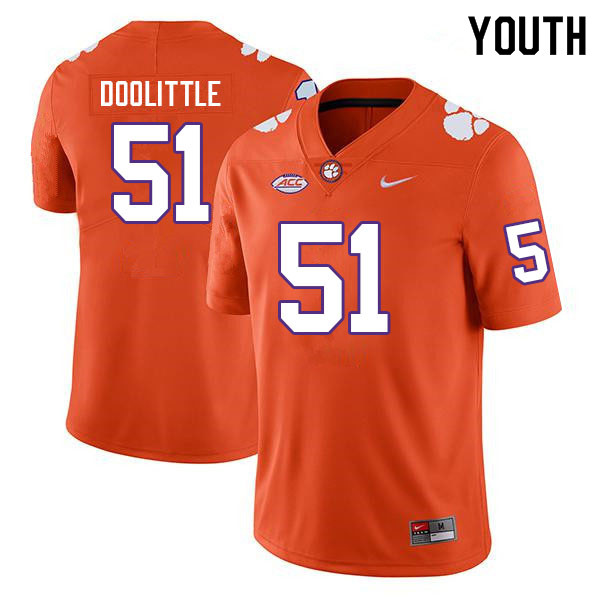 Youth #51 Colby Doolittle Clemson Tigers College Football Jerseys Sale-Orange